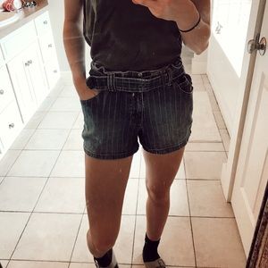 Retro striped jean shorts!